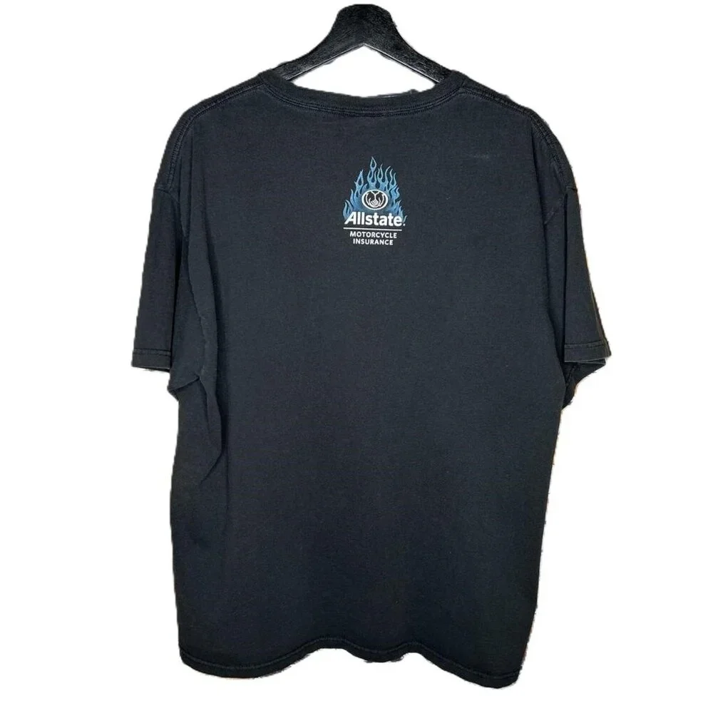 HARLEY DAVIDSON Vintage Perewitz Motorcycles Flames Black T Shirt Mens Large - Picture 3 of 8